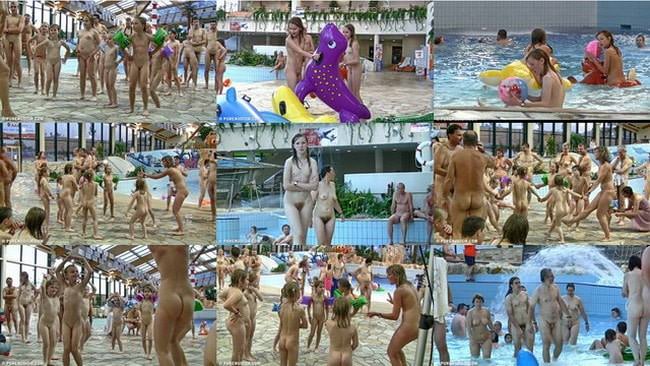 France video naturism in the water park with a large pool [Nudist Planet]